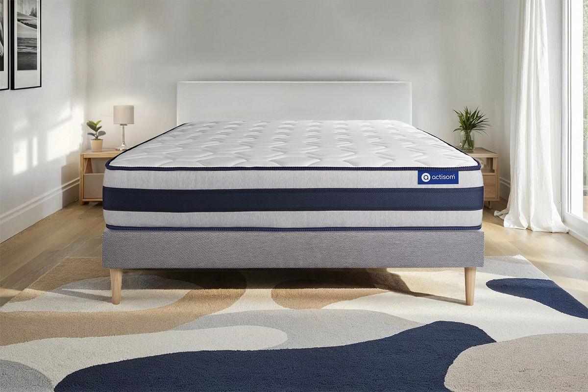 BETT Actilatex ergo Latex und Memory-Schaum 80 x 200 cm h3 - Kit Bettgestell Grau - Beige/Grau, Karton/Holz (80/200cm) - ACTISOM