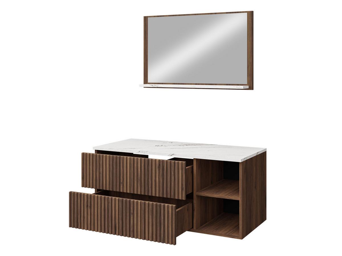 BADMÖBEL-SET Kertos Rillen I - Braun, Holzwerkstoff (100/57/45cm) - MIRJAN24