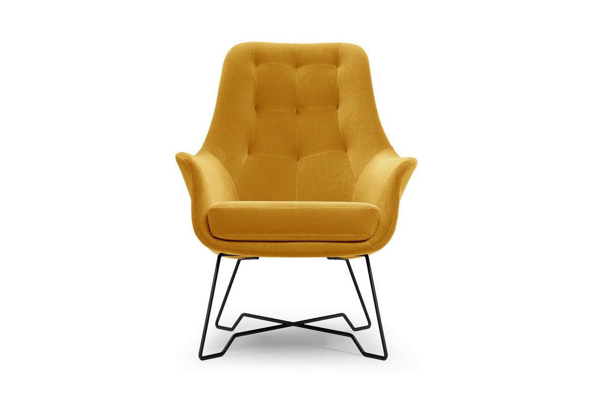 SESSEL SEDUTA, Modern Polstersessel Loungesessel, Velours-Stoff Gelb - Gelb, Holz/Metall (72.5/101.5/83cm) - MASSENO