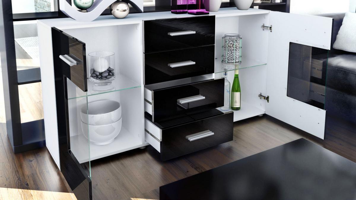 SIDEBOARD Noah Brombeer Hochglanz - Brombeere, Holzwerkstoff (139/72/35cm) - Vladon