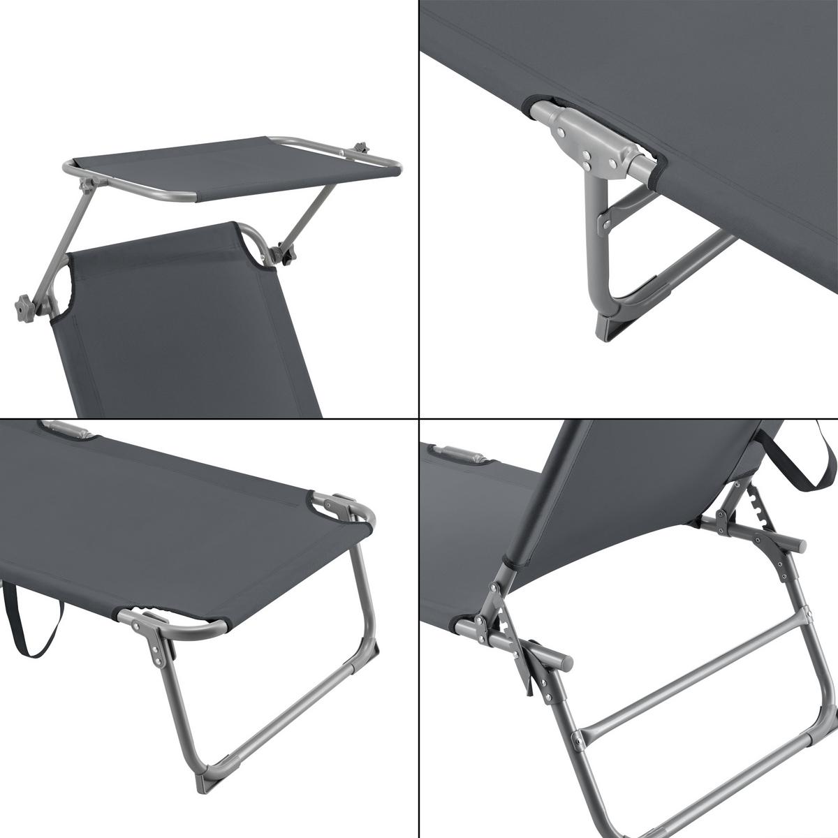 SONNENLIEGE Getaria - Dunkelgrau, Textil/Metall (189/28/57cm) - [en.casa]