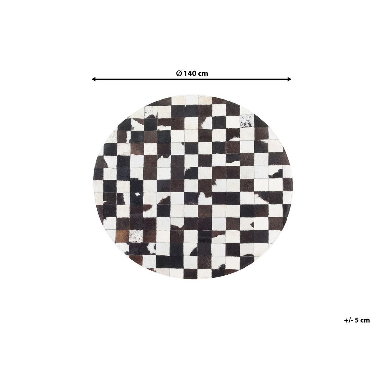 KURZFLOR-TEPPICH Bergama 140/140 cm - Schwarz, Fell (140/140cm) - Beliani