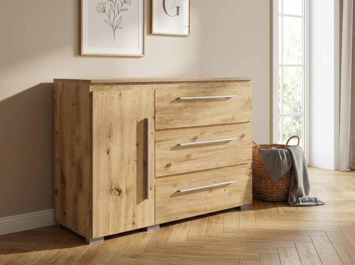 KOMMODE Bali 127/92/50 cm Artisan Oak - Silberfarben/Eiche Artisan, Holzwerkstoff/Kunststoff (127/92/50cm) - arthur berndt