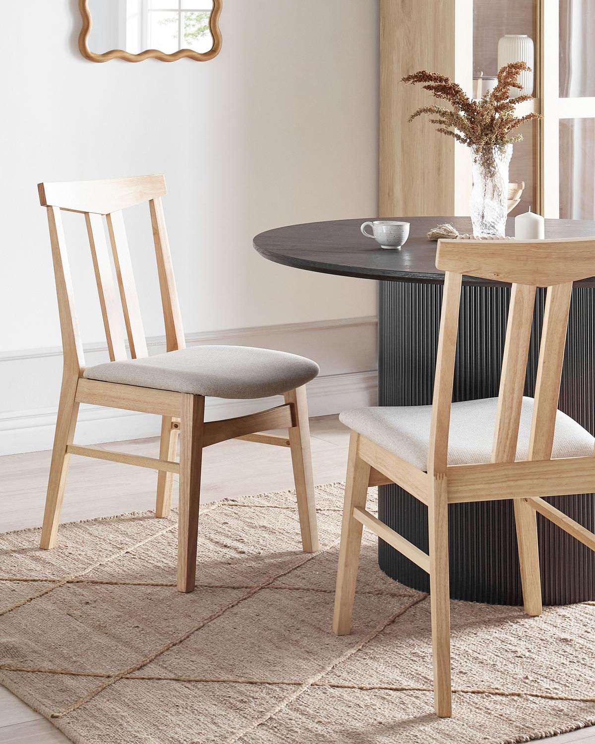 ESSZIMMERSTUHL 2er-Set Hellbeige Avalon - Beige/Braun, Holz (47/86/58cm) - Beliani