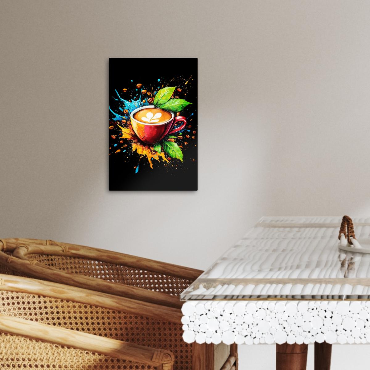LEINWANDBILD Kaffee - Graffiti - Trinken - Abstrakt Deko Wohnzimmer 20x30 cm - Mokka, Textil (20/30cm) - MuchoWow