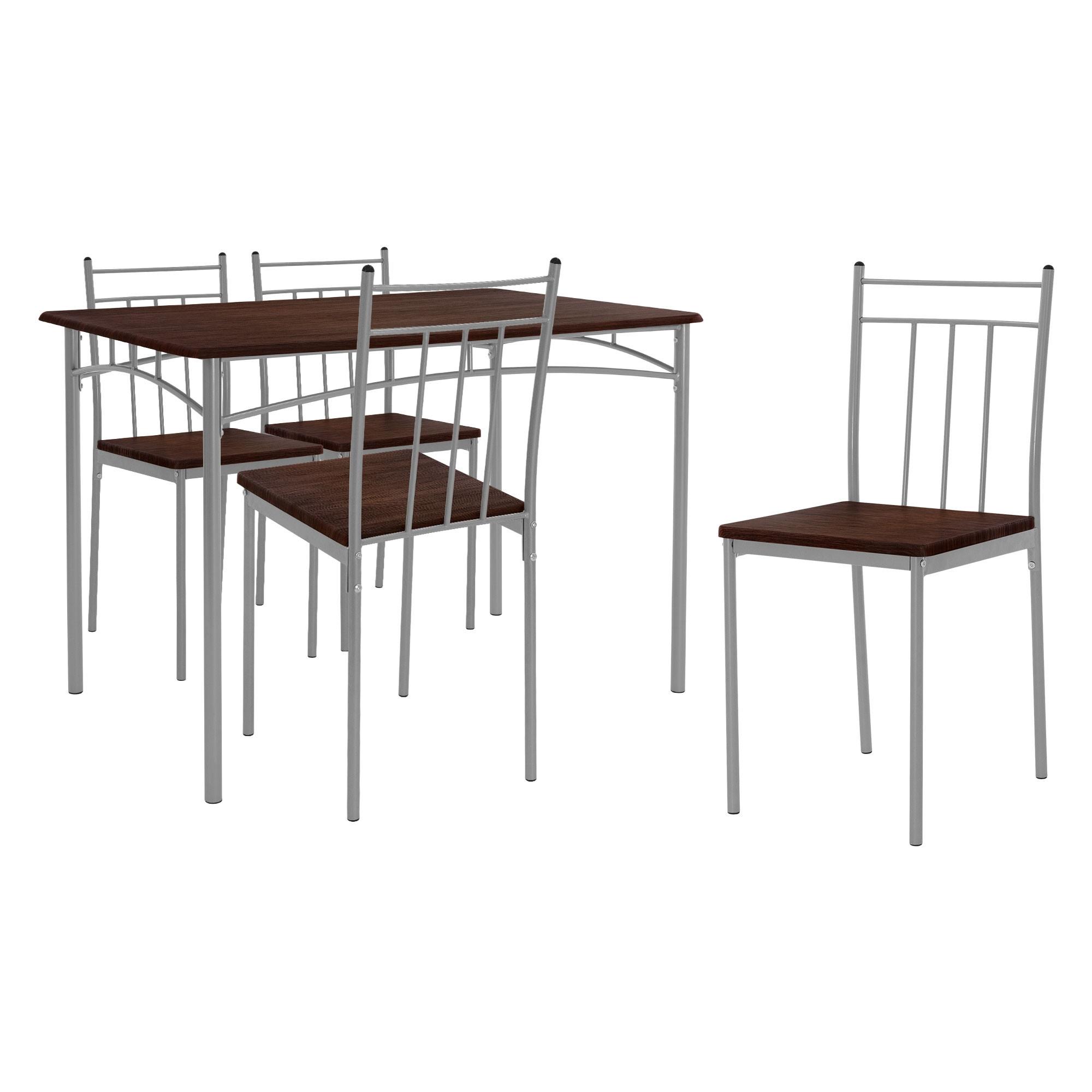 ESSTISCH SET 5-teilig Eiche dunkel - Dunkelbraun/Grau, Holzwerkstoff/Metall (70/82.5/110cm) - ML-DESIGN
