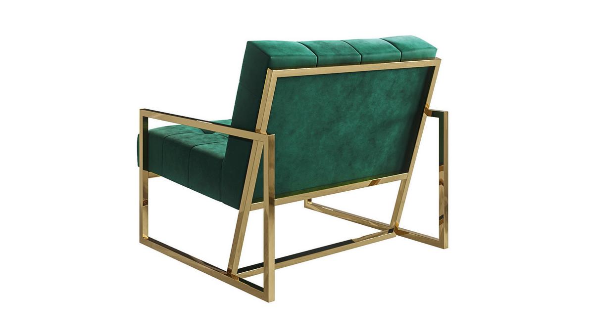 LOUNGESESSEL Duban Grün Samtstoff - Smaragdgrün/Goldfarben, Holz/Textil (84/81/89cm) - S-Style Möbel