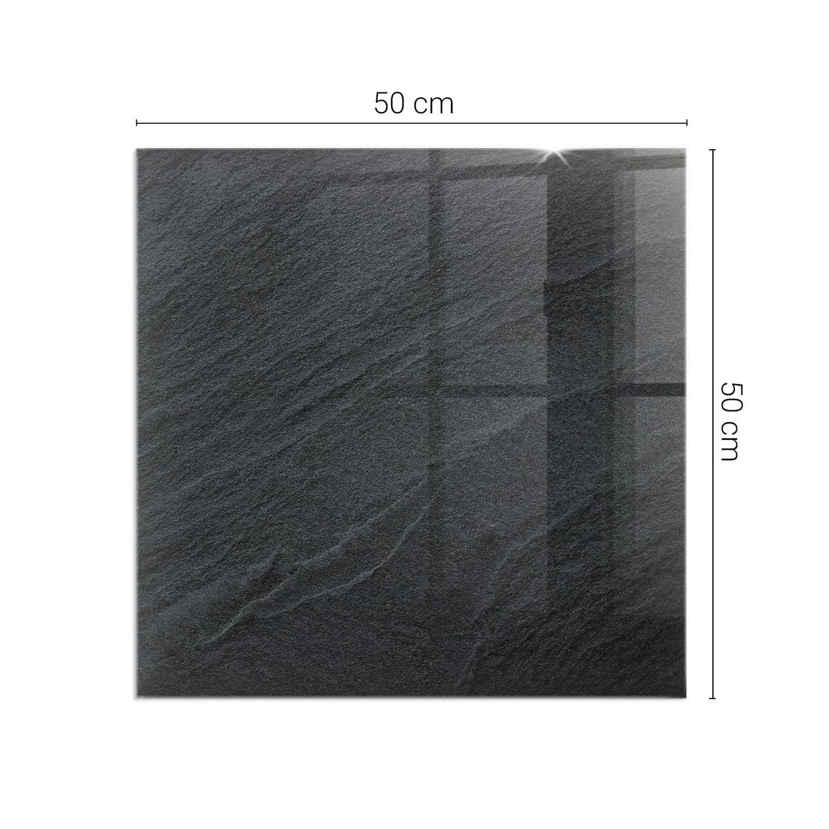 GLASPLATTE für Kamin 50x50 cm - Schwarz, Glas (50/50/0.4cm) - TULUP