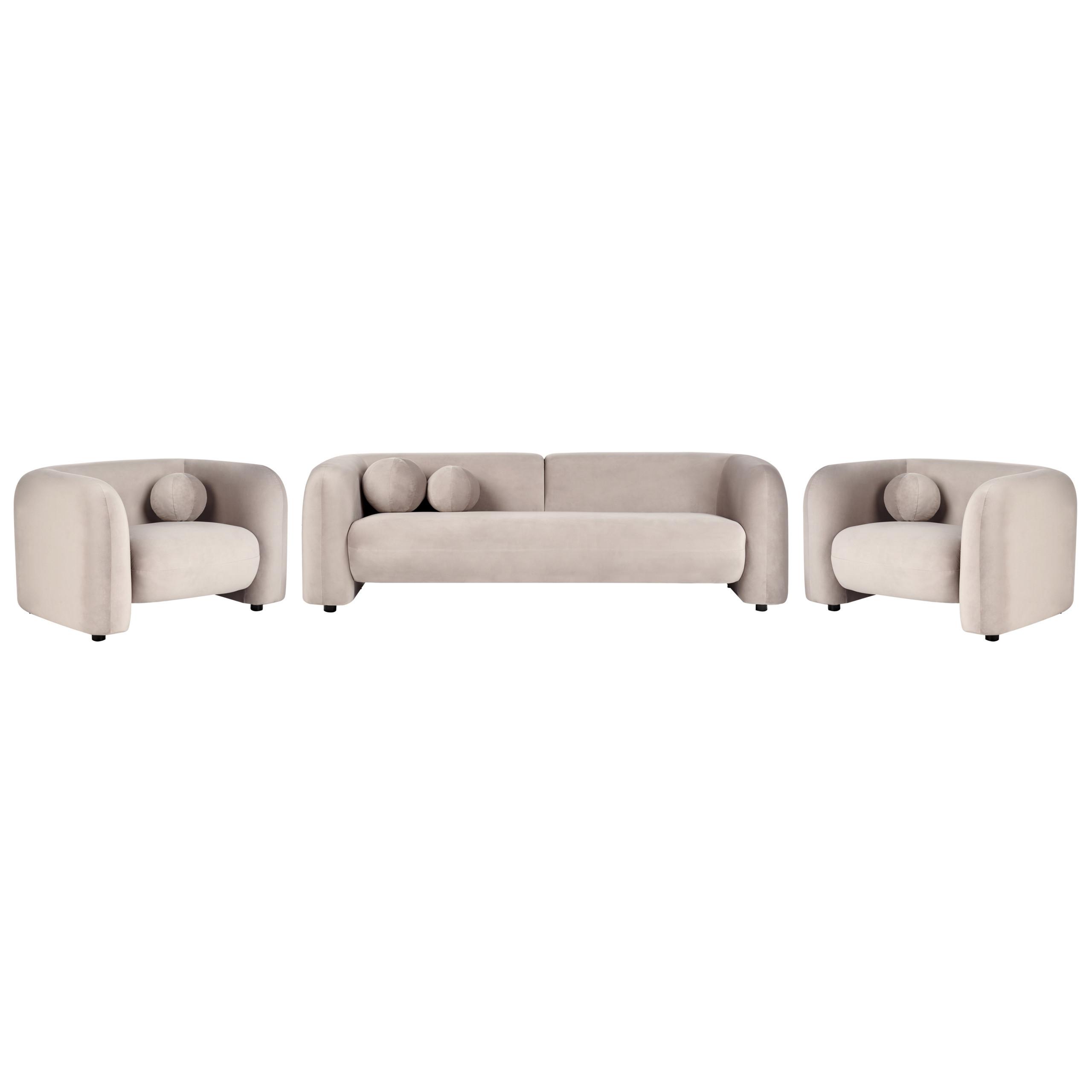 5-SITZER-SOFA SET Samtstoff taupe Leiren - Beige, Textil (83/83/224cm) - Beliani