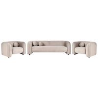 5-SITZER-SOFA SET Samtstoff taupe Leiren - Beige, Textil (83/83/224cm) - Beliani