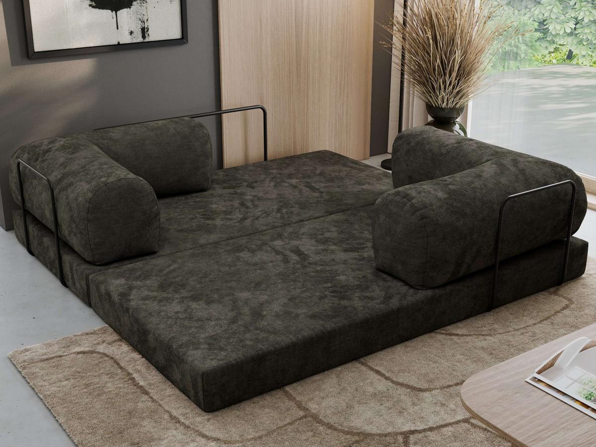 3-SITZER SOFA ORSETTO - Dunkelgrau Schenille glatt - Dunkelgrau/Schwarz, Textil/Metall (200/70/100cm) - MKS