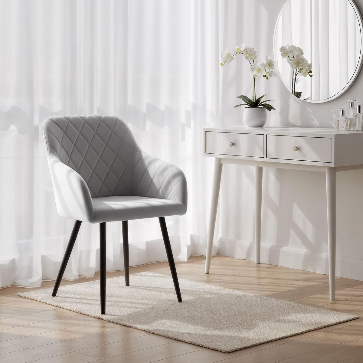 POLSTERSTUHL 6er Set, Metallbeine Grau, Schwarz 54,5/82/58 - Schwarz/Grau, Textil (55/82/52cm) - RAUMHIRSCH FURNITURE