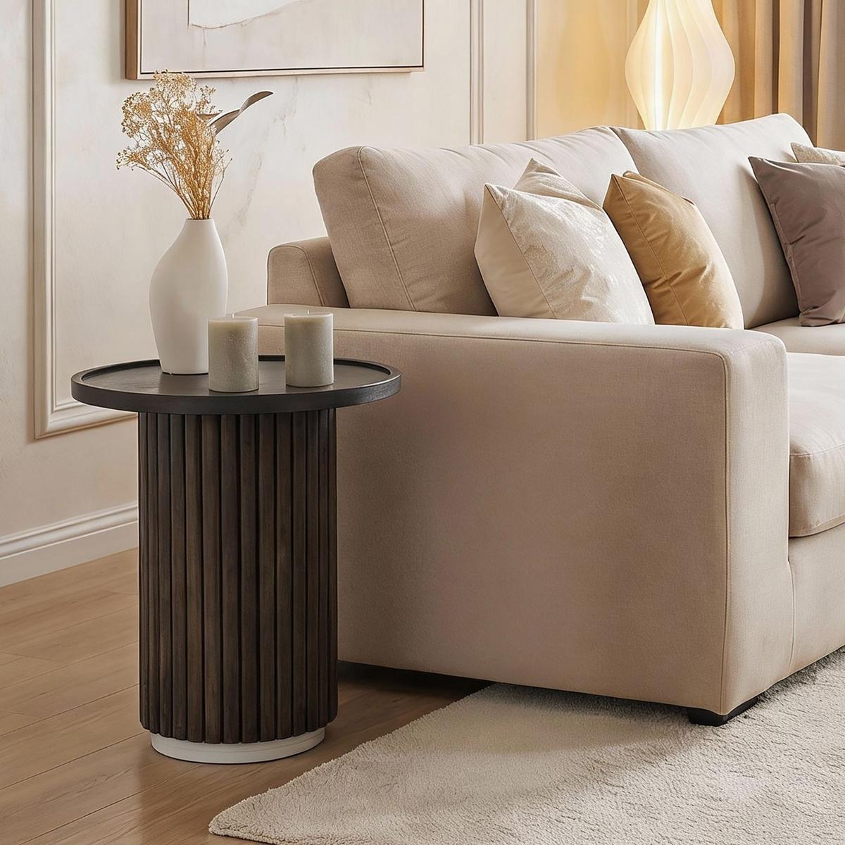 COUCHTISCH SARDA braun/weiß - Braun/Weiß, Holz/Naturmaterialen (46/46/53cm) - IDIMEX