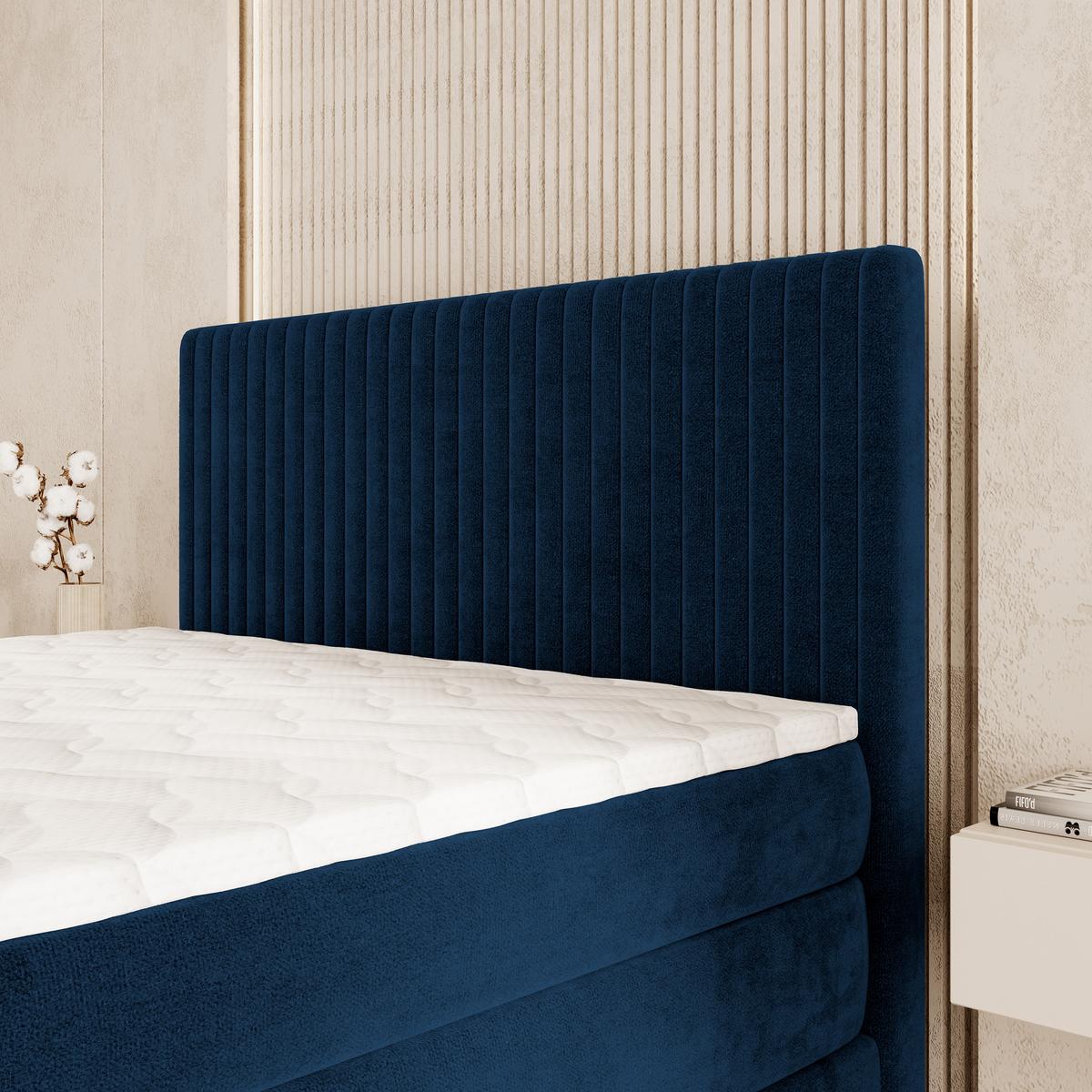 BOXSPRINGBETT FELBIO 160x200 cm mit Matratze und Topper - Blau - Blau, Holz (160/200cm) - MASSENO