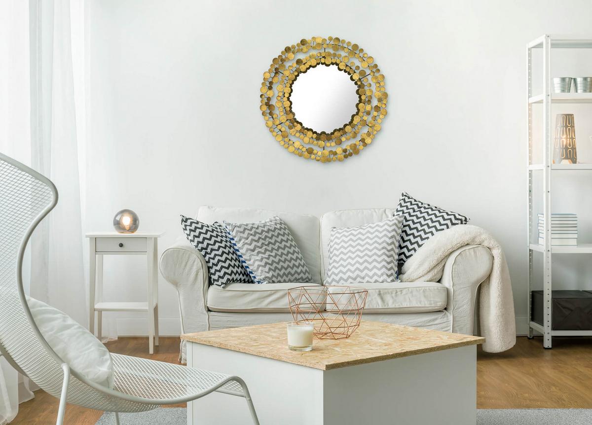 WANDSPIEGEL Gold 68/68 cm - Goldfarben, Metall (7.3/68/6cm) - KUNSTLOFT