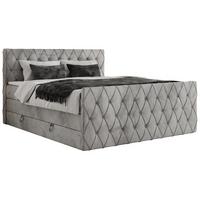 BOXSPRINGBETT MIREN KING DUO 200/200 Hellgrau Velvet - H3 - Hellgrau, Holz/Textil (200/200cm) - MKS