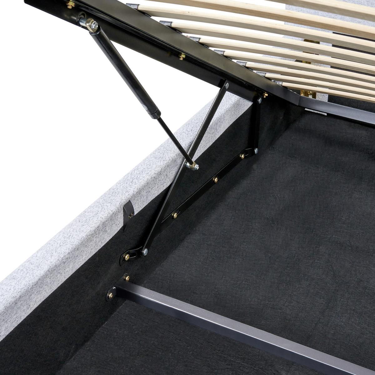 BETT mit Stauraum 160x200 cm Grau Blagnac - Hellgrau, Textil (160/200cm) - Beliani