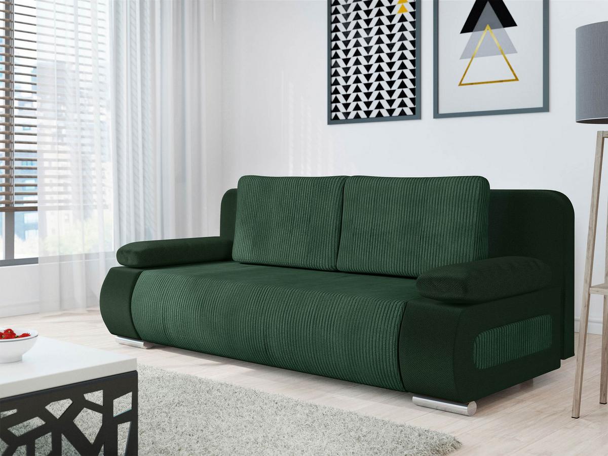 SCHLAFSOFA Emma Cord - Grün, Holz/Kunststoff (200/77/92cm) - MIRJAN24
