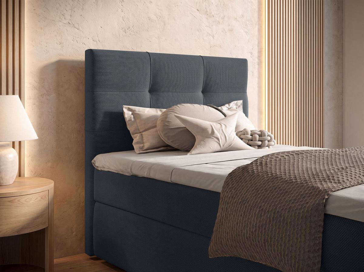 BOXBETT SAKARYA 120x200 cm mit Bettkasten und Matratze - Schwarz + TOPPER - Schwarz, Holz/Holzwerkstoff (120/200cm) - AX Living