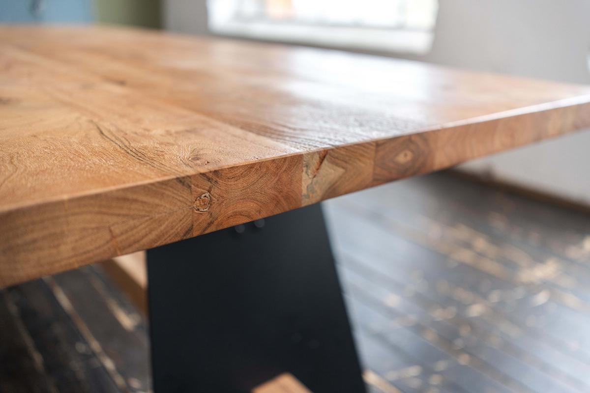 ESSTISCH MIT SCHWEIZER KANTE ARBORIO Braun Akazie - Schwarz/Braun, Holz/Metall (100/260/78cm) - KAWOLA