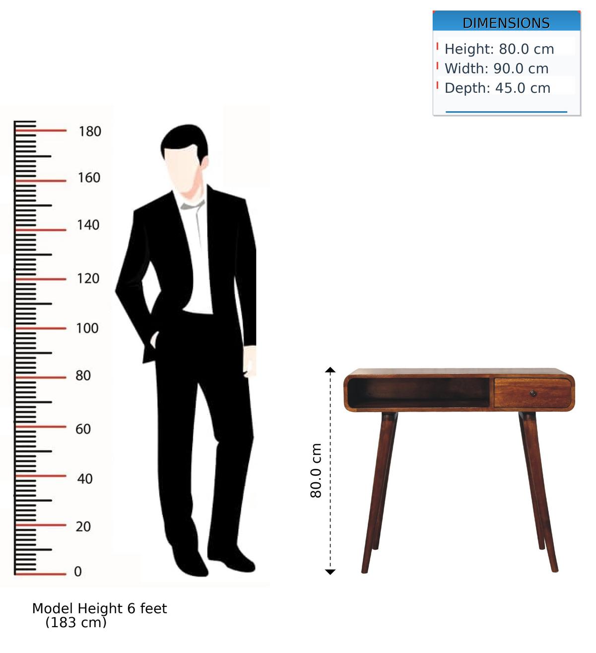 SCHREIBTISCHE aus Massivholz, 1 Schublade, 1 Offenes Fach, Braun - Kastanienfarben/Messingfarben, Holz/Metall (45/90/80cm) - Artisan Furniture