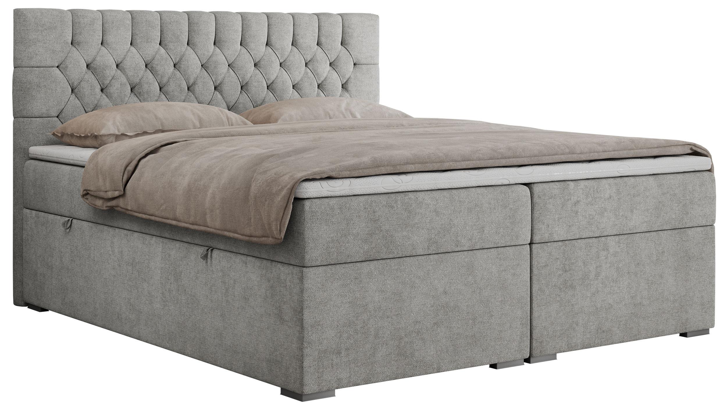 BOXBETT PERA 140/200 Hellgrau Struktur - H4 - Hellgrau, Holz/Textil (140/200cm) - MKS