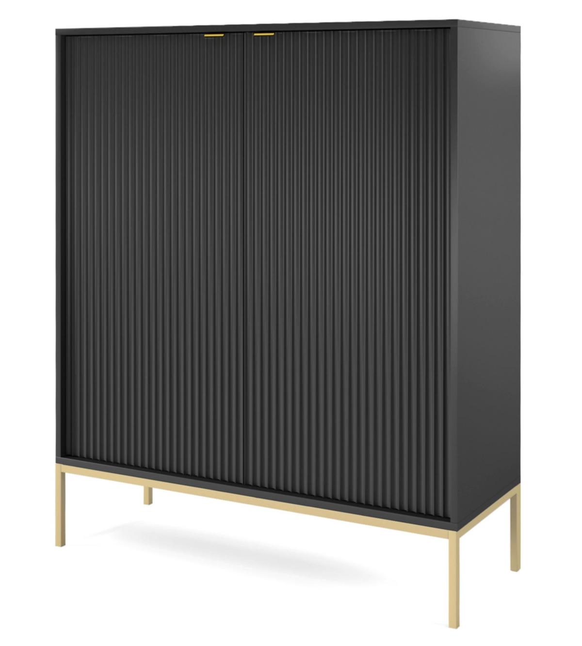 HIGHBOARD Vellore Schwarz mit goldenen Metallbeinen 104 cm - Goldfarben/Schwarz, Holzwerkstoff/Metall (104/125/39cm) - Selsey
