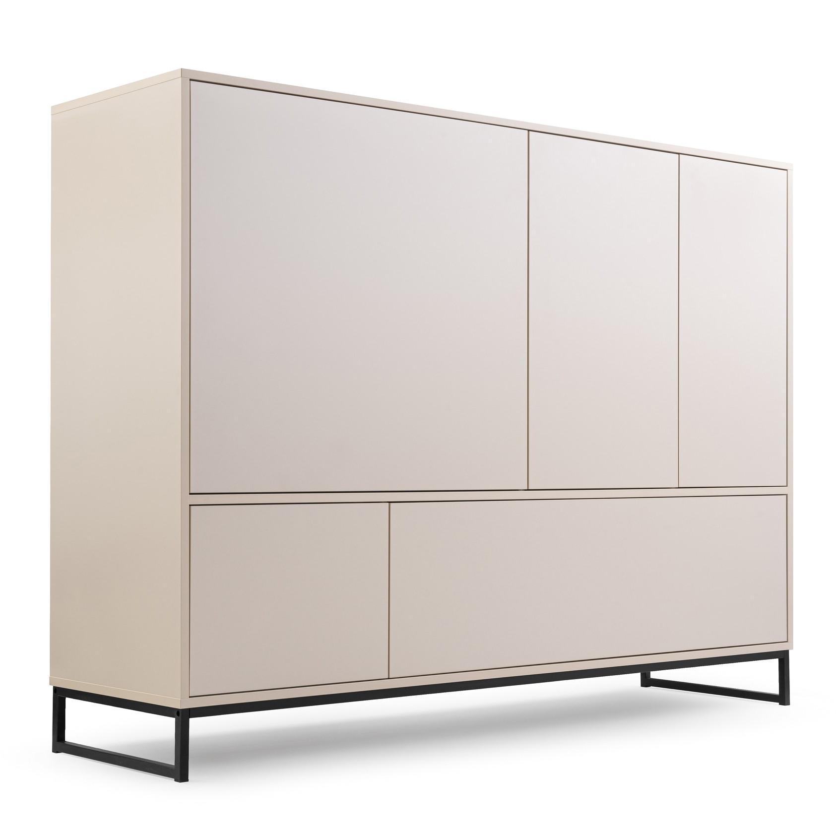 KOMMODE AZIR 160/120/45cm mit Schubladen 5 Türen Beige - Beige, Holzwerkstoff (160/120/45cm) - MASSENO