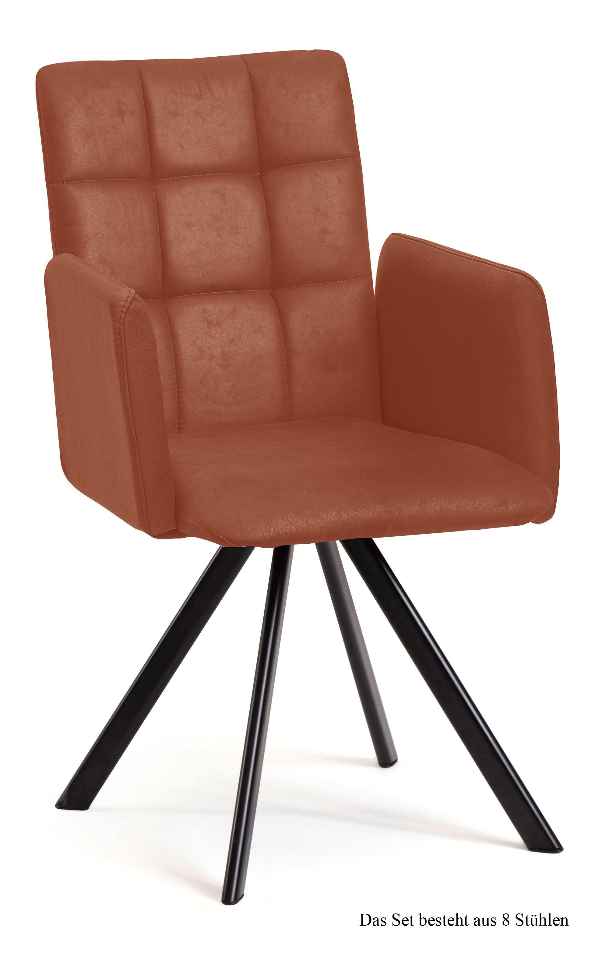 ARMLEHNSTUHL drehbar (8er-Set) Despo 52x91x60 Schwarz/Cognac - Cognac/Schwarz, Kunststoff (60/91/52cm) - 58aufmkessel