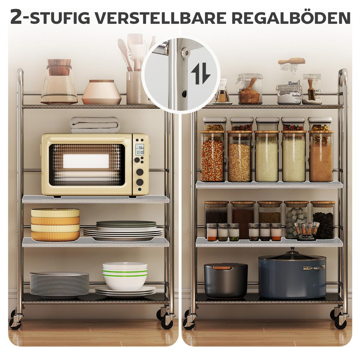 SERVIERWAGEN Edelstahl Silber - Silberfarben, Metall (35/100/60cm) - HOMCOM