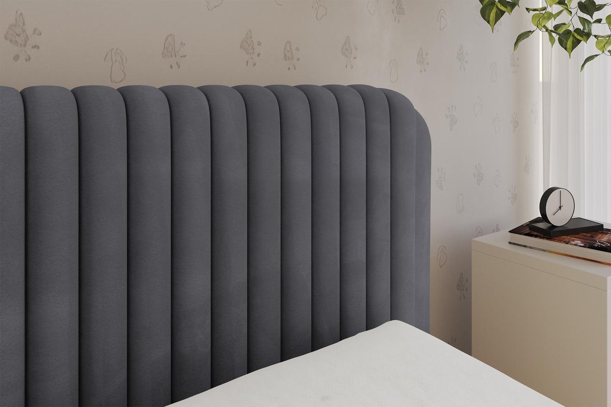 EINZELLBETT Jugendbett mit Bettkasten und Matratze H3/H4, Links - AURY 90x200 Dunkelgrau - Dunkelgrau, Holzwerkstoff/Textil (90/200cm) - ALTDECOR