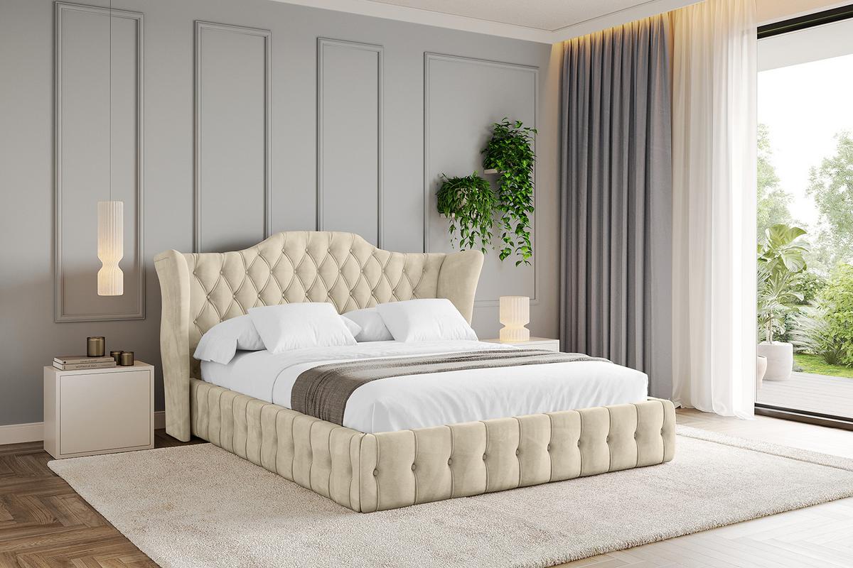 POLSTERBETT mit Bettkasten und Lattenrost, Boxbett ohne Matratze - MODY 120x200 Beige - Ecru, Holzwerkstoff/Textil (120/200cm) - ALTDECOR