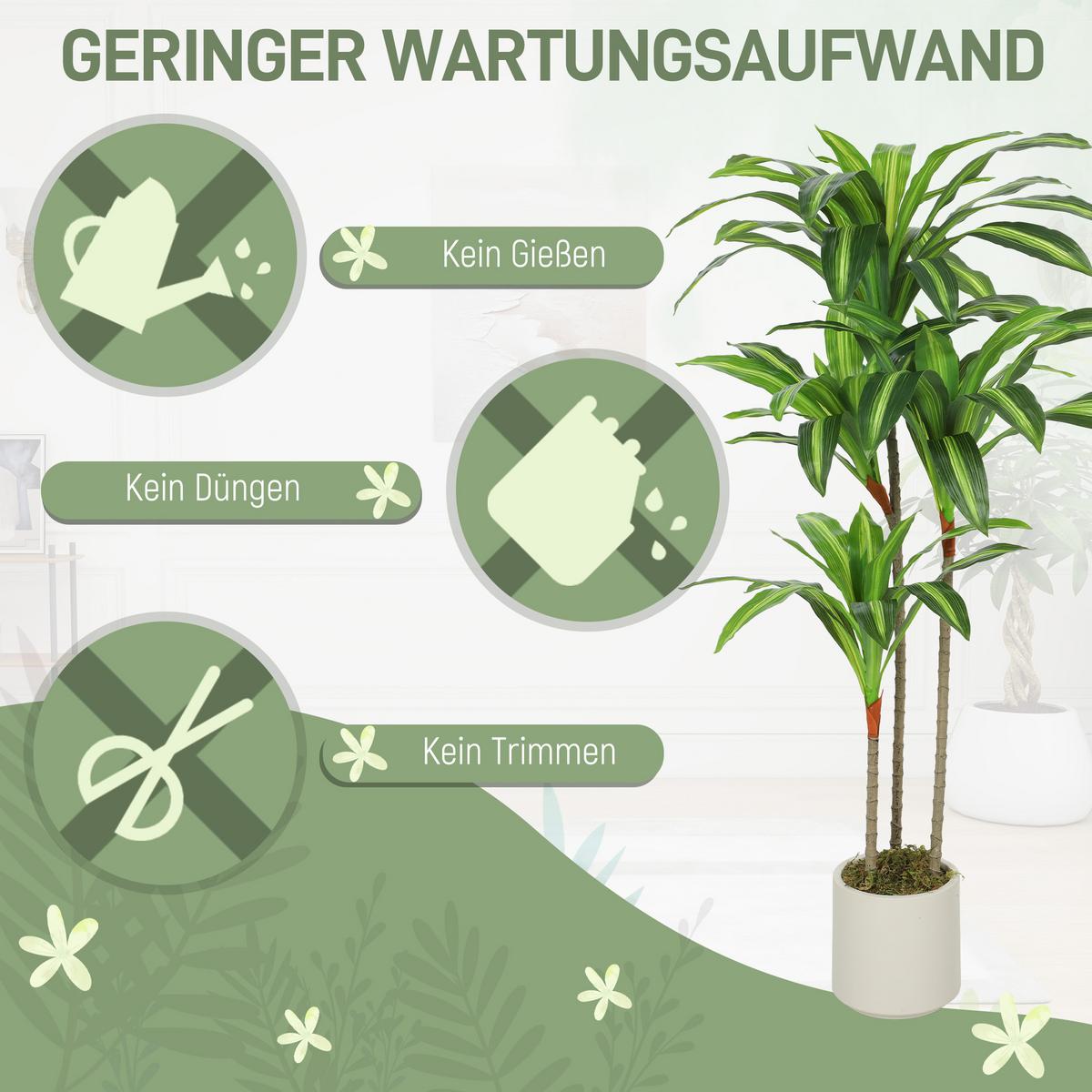 KUNSTPFLANZ PEVA Grün - Weiß/Grün, Kunststoff (120cm) - HOMCOM