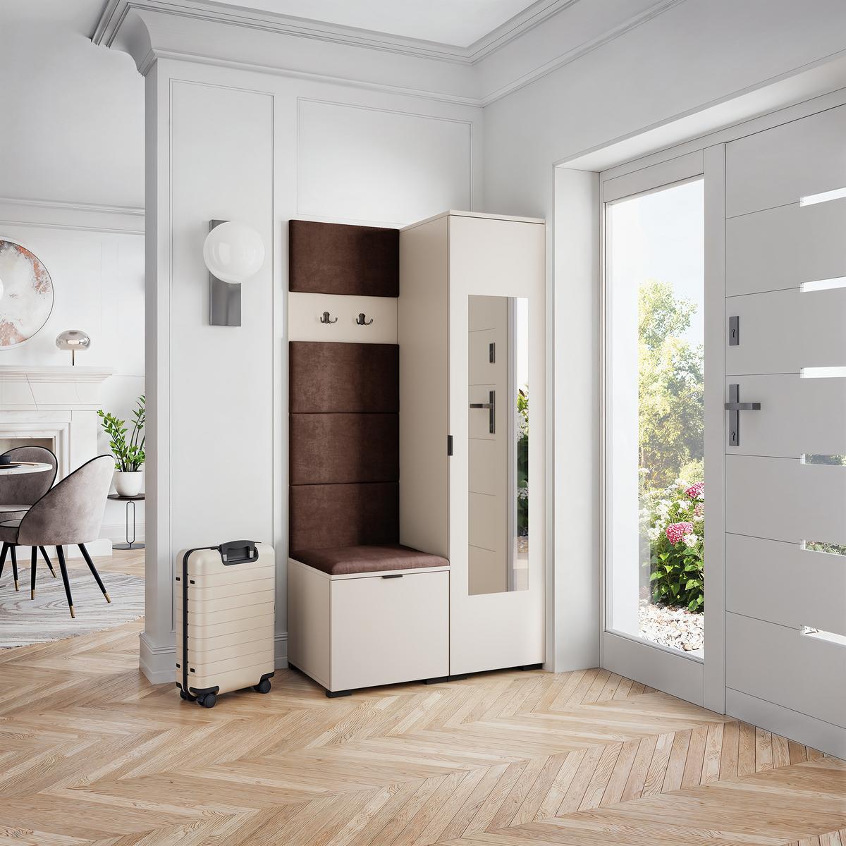 GARDEROBENSCHRANK VIRA 95/181/51 cm Modern Garderobe-Set Kaschmir - Kaschmir/Braun, Holzwerkstoff (95/181/51cm) - MASSENO