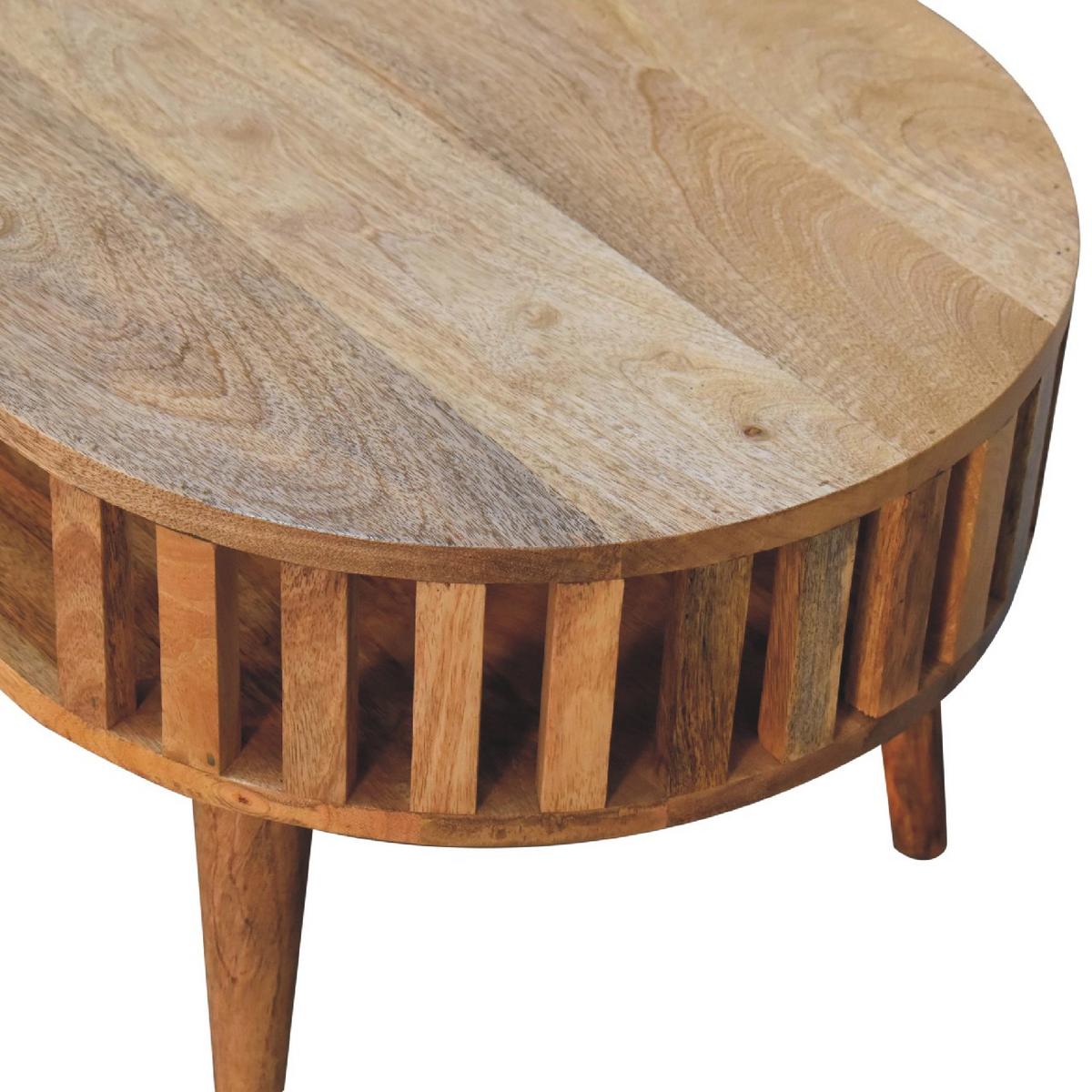 COUCHTISCH aus Massivholz, Offener Stauraum, Nordische Beine - Kastanienfarben/Messingfarben, Holz/Metall (50/80/50cm) - Artisan Furniture