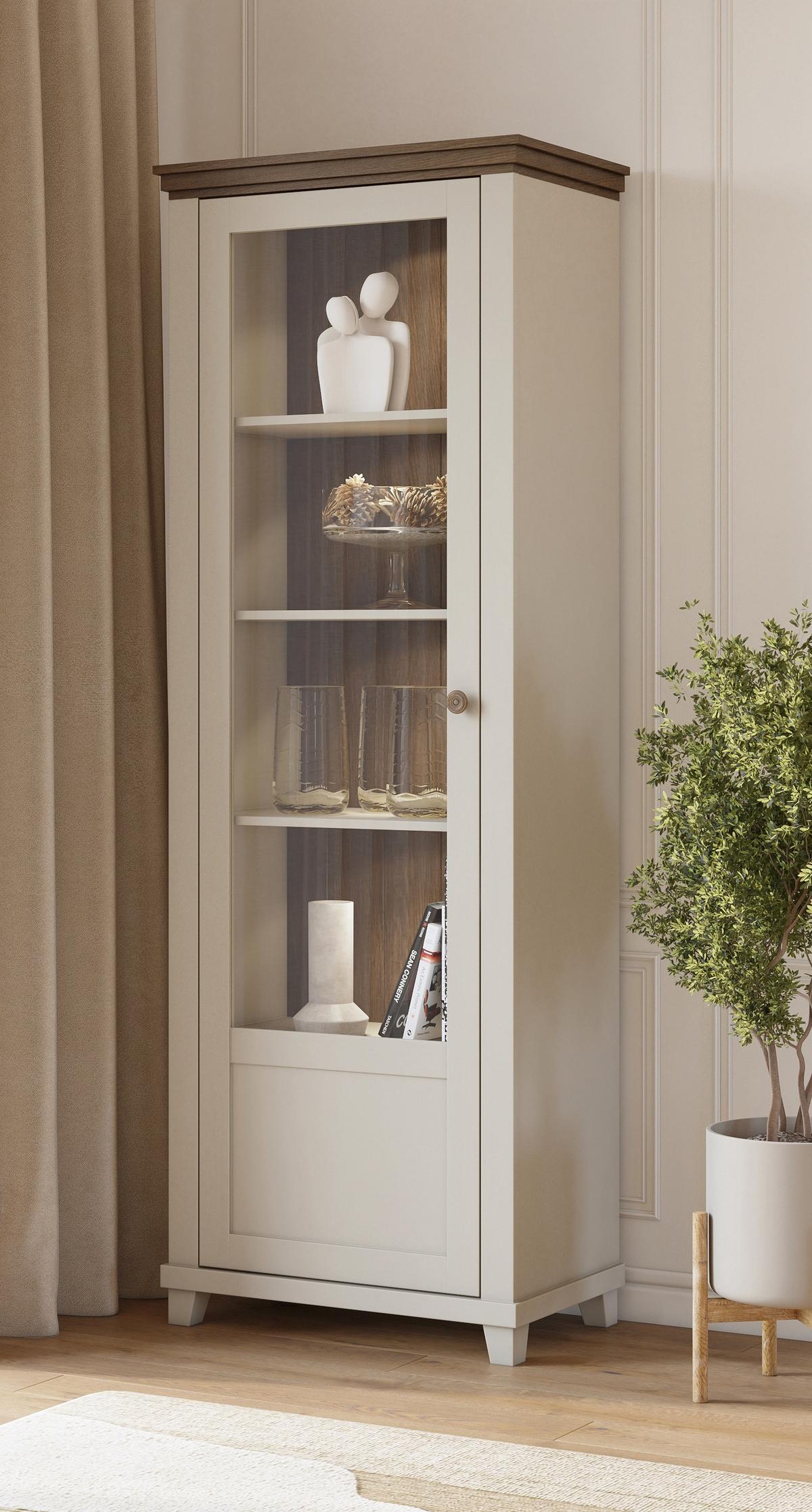 VITRINE EVANDRO 200 / 71 cm in Beige - Beige, Holzwerkstoff (71/200/42cm) - MASSENO