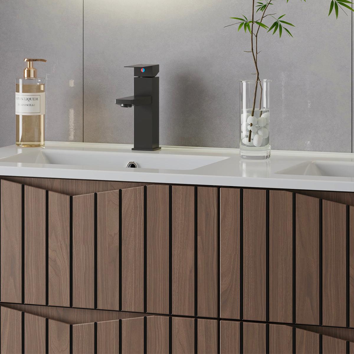 WASCHTISCHUNTERSCHRANK 120cm Siena Holz und Schwarz - Braun, Holzwerkstoff (120/50/45.8cm) - Petits-meubles