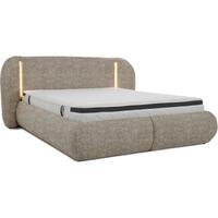 POLSTERBETT Corfu mit LED-Beleuchtung, mit Bettkasten, rundliche Formen, 160x200, Braun - Braun, Textil/Metall (160/200cm) - Beautysofa