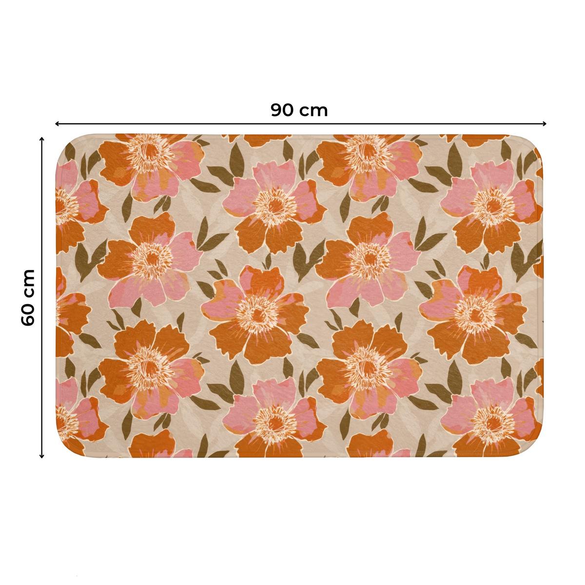 WC-VORLEGER Blumen - Motiv - Retro Toilettenteppich 90x60 cm - Multicolor, Textil (90/1cm) - OnlyWow