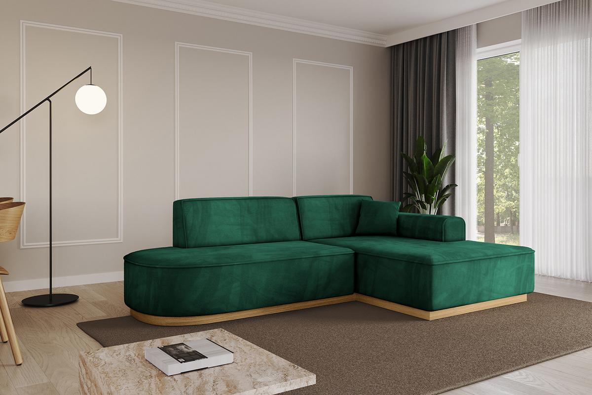 ECKSOFA Ottomane Rechts IREA-L1-v2 - 232x165x80 cm Grün - Dunkelgrün, Holzwerkstoff/Textil (232/165cm) - ALTDECOR