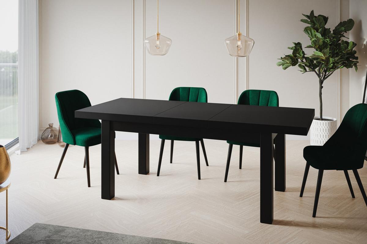 RECHTECKIGER Esstisch Ausziehbar – Moderner Wohnzimmertisch Küchentisch und Esszimmertisch – Tisch mit Holzbeinen, Maßen von 200 – 300 cm – Schwarz - Schwarz, Holzwerkstoff (200/100/78cm) - Alpi-Möbel