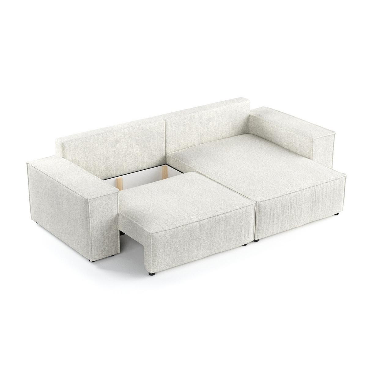 ECKSOFA SENSO mit Schlaffunktion Hellbeige im City Stoff - Beige/Schwarz, Holz/Holzwerkstoff (255/148cm) - AltaBeds