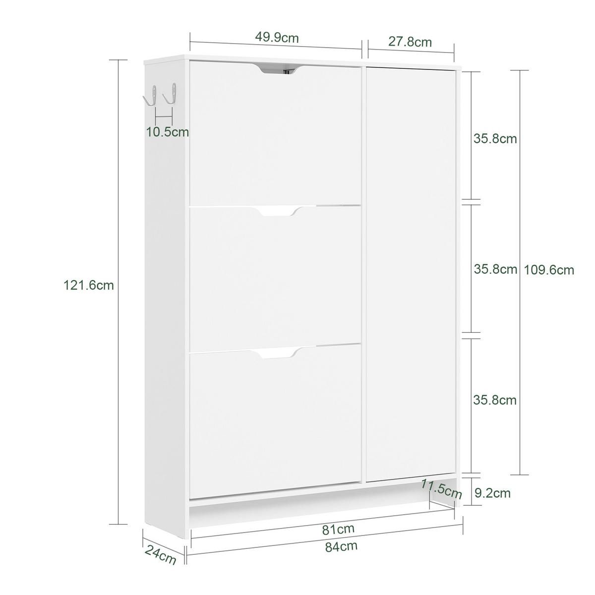 SCHUHSCHRANK mit klappbaren Fächern und Haken FSR220-W - Ahornfarben, Fell (84/121/24cm) - SoBuy