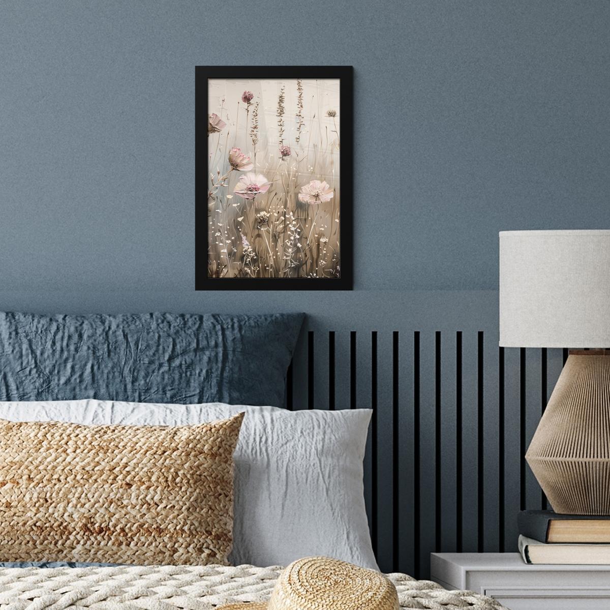 POSTER MIT RAHMEN Blumen - Rosa - Modern - Beige Poster 20x30 cm - Beige, Papier (20/30cm) - MuchoWow