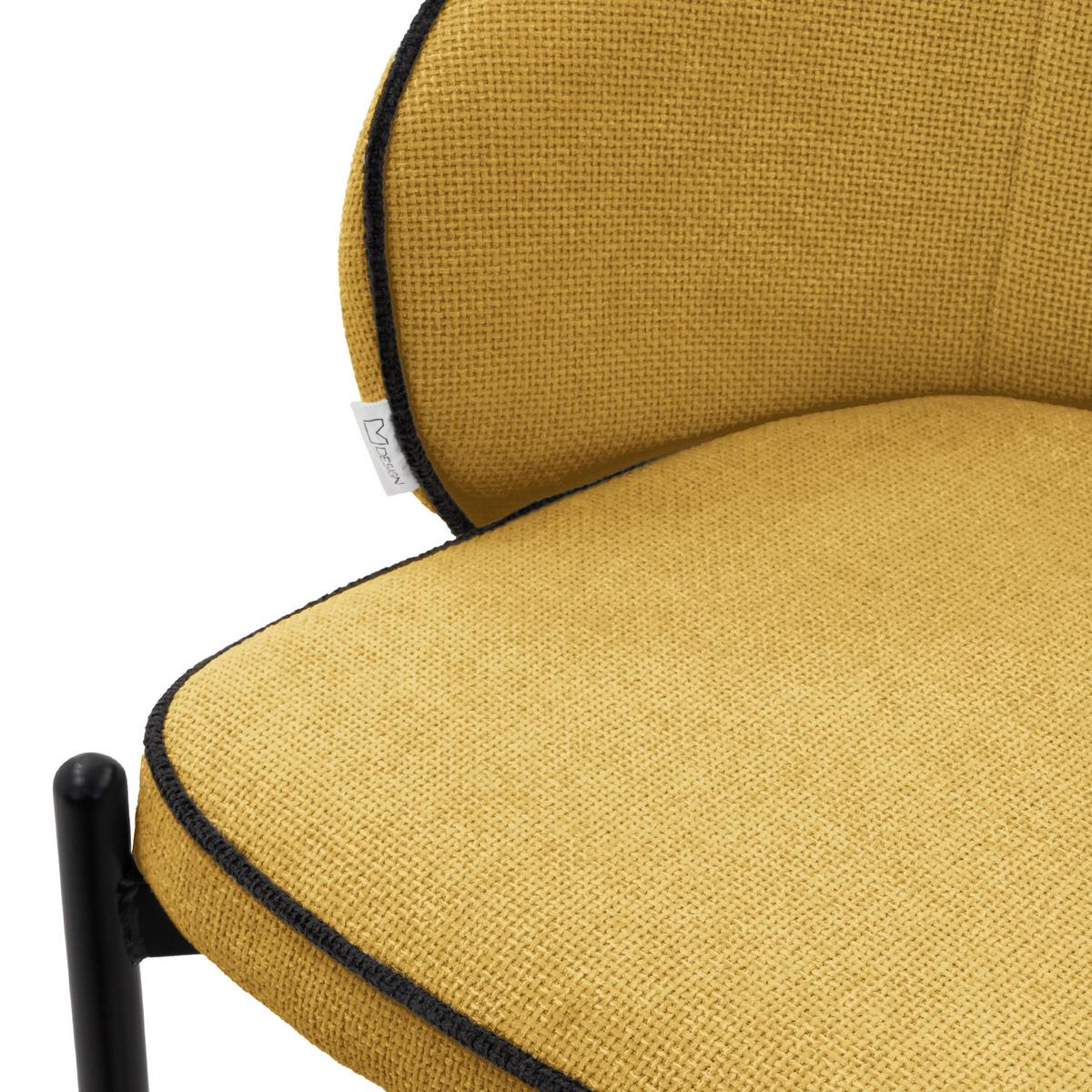 BARHOCKER 2er Set Senf mit Stoffbezug - Gelb/Schwarz, Textil/Metall (50/101/54cm) - ML-DESIGN
