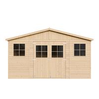 HOLZ-GARTENHAUS H246 x 418 x 320 cm/ 12 m² - Beige, Holz (418/246/320cm) - Timbela