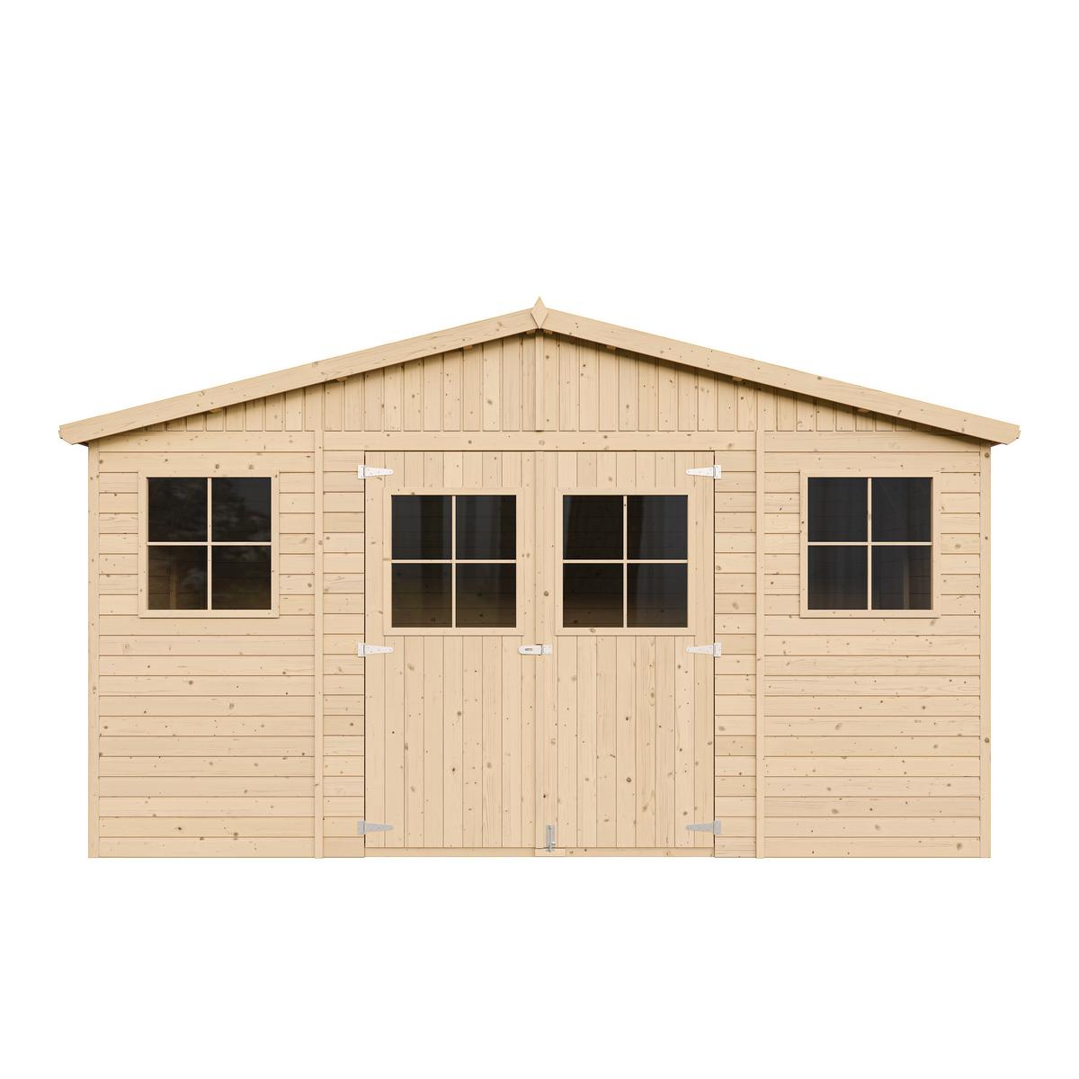 HOLZ-GARTENHAUS mit imprägnierten Boden- H246 x 418 x 320 cm/ 12 m² - Beige, Holz (418/246/320cm) - Timbela