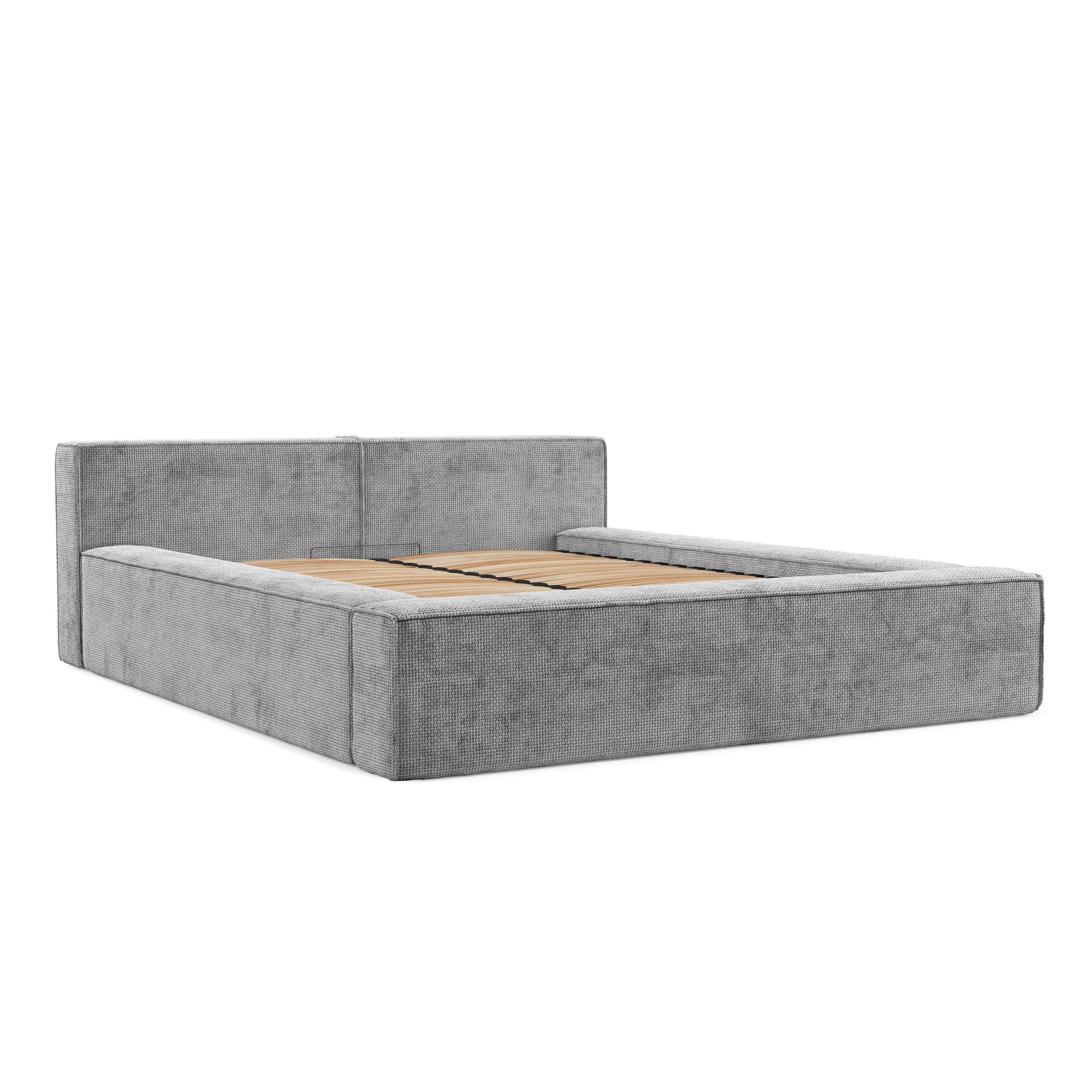 POLSTERBETT Casto mit Stauraum 180/200 cm Hellgrau im Bonita Stoff - Hellgrau/Schwarz, Holz/Holzwerkstoff (180/200cm) - AltaBeds