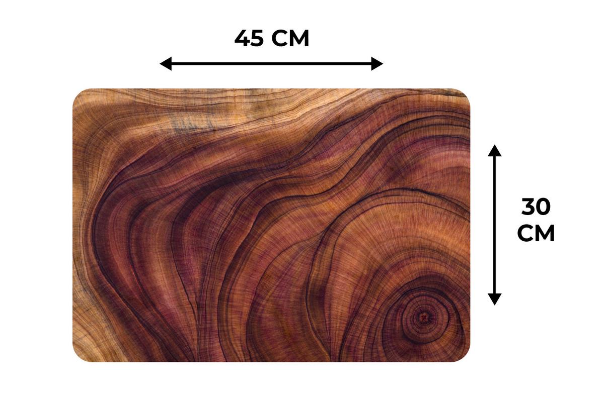 PLATZSETS 6er-Set Glatte Holzstruktur aus geschwungenen Linien Tisch Untersetzer-Set 45x30 cm - Zwetschgeholzfarben, Kunststoff (0.3/45/30cm) - MuchoWow