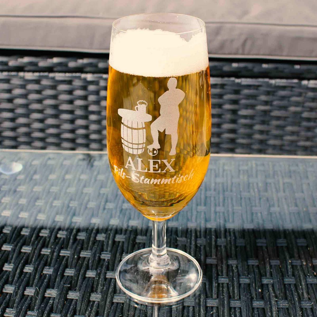 BIERTULPE PILSGLAS MIT GRAVUR 60. Jubiläum transparent 360 ml - Transparent, Glas (0.36L) - LUXENTU